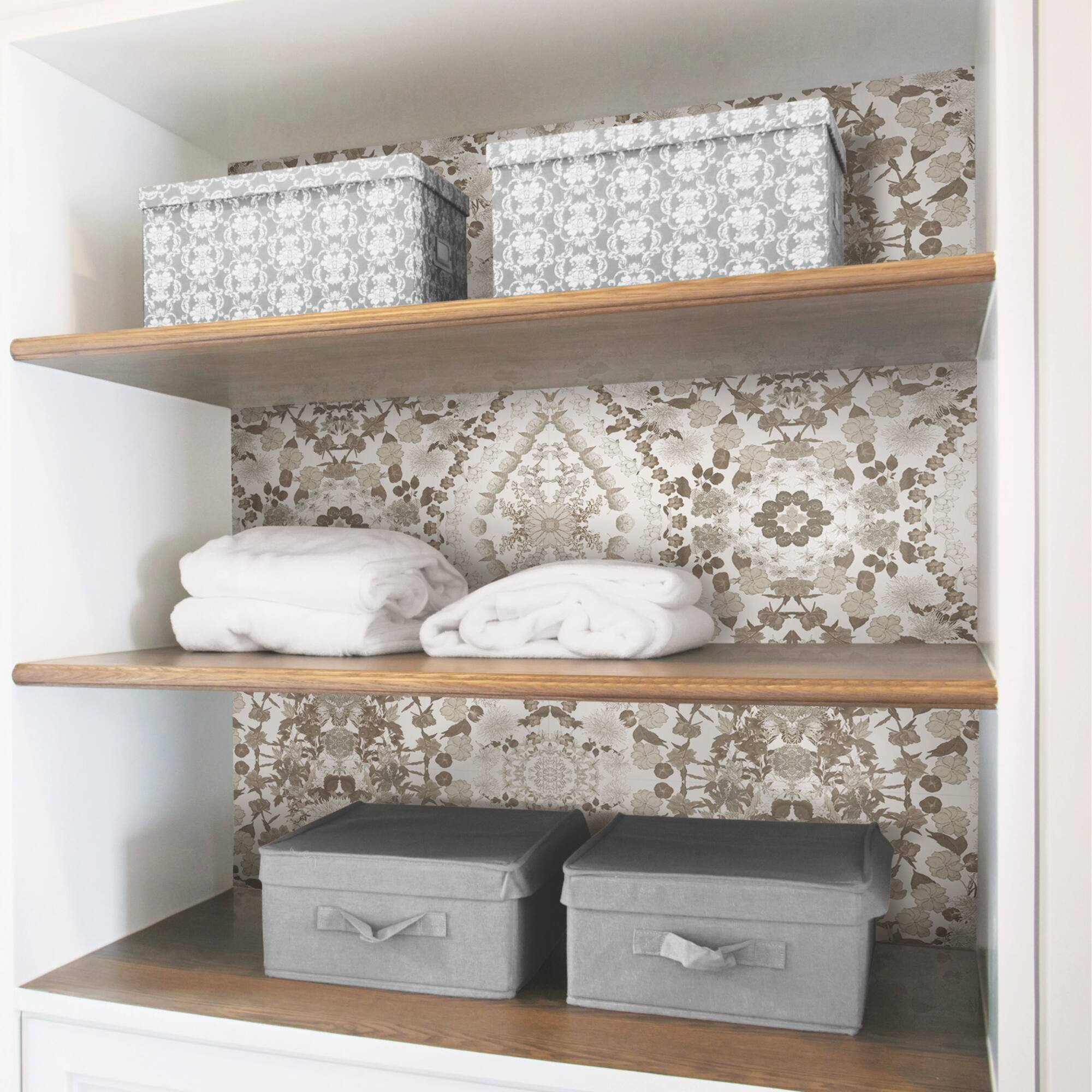 RoomMates Mr. Kate Brown Dried Flower Kaleidoscope Peel & Stick Wallpaper